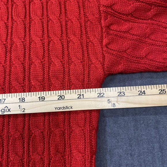 Andrée By Unit Red Cable Knit Short Sleeve Sweater Large Womens Casual Wear - Picture 10 of 10